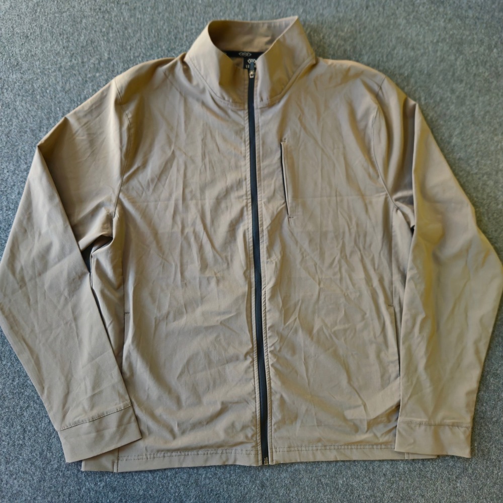 LEG3ND Tan Full Zip Performance Jacket Sz L Packable Windbreaker Running Stretch